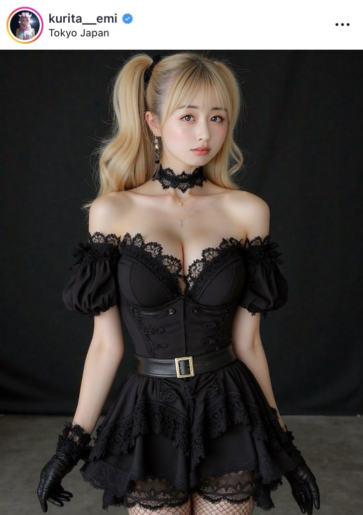 金髪&黒のドレスがとても似合っているくりえみ