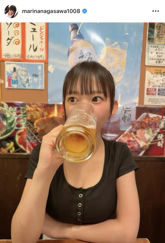 キンキンに冷えた生ビールと長澤茉里奈