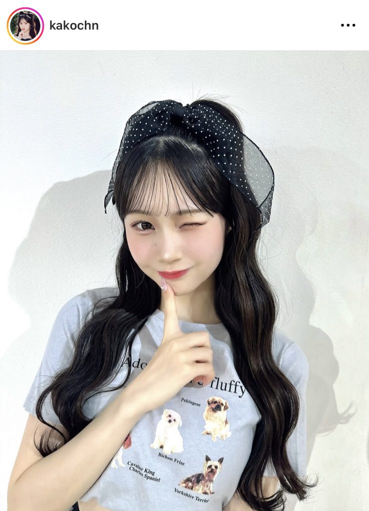 猫派のかこちゃんが犬のTシャツでポーズ