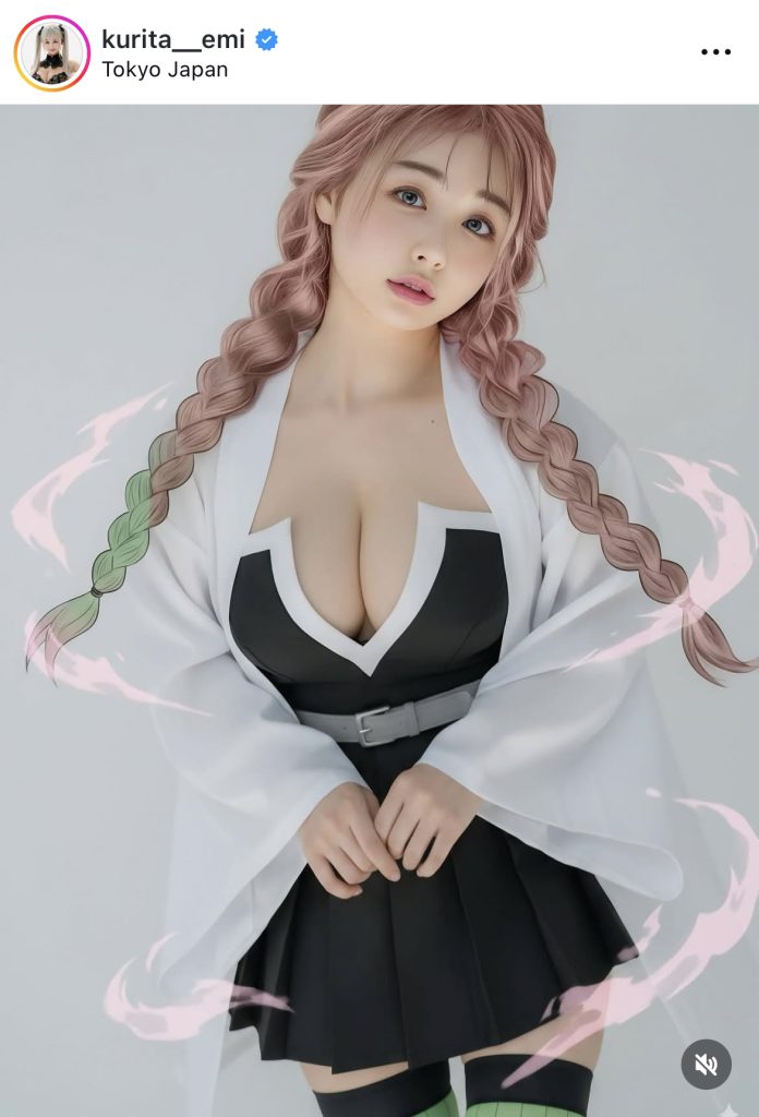 とても似合っていてかわいらしい「鬼滅の刃」甘露寺蜜璃のコスプレ姿