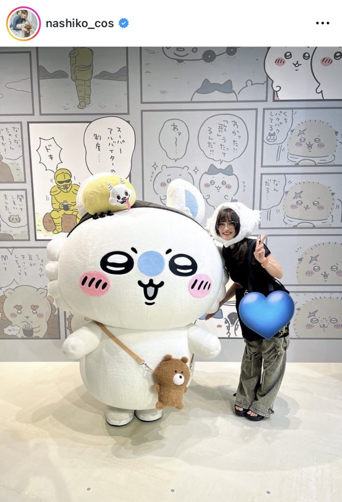 ちいかわと対面してご機嫌なツーショット