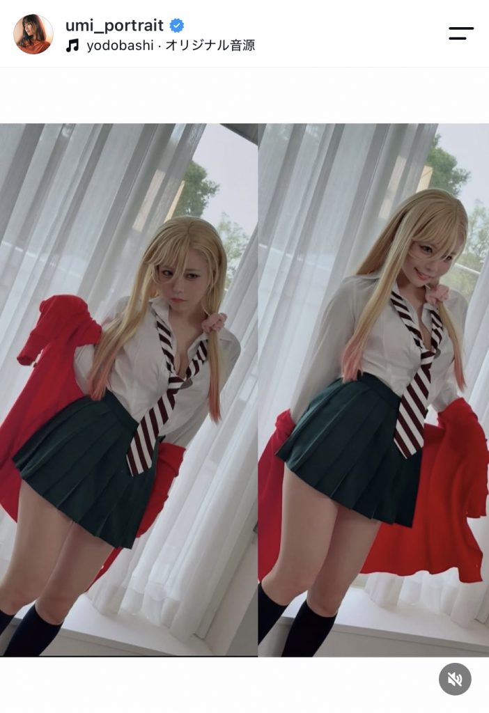 「ヤンキーJKクズハナちゃん」の制服コスプレ姿